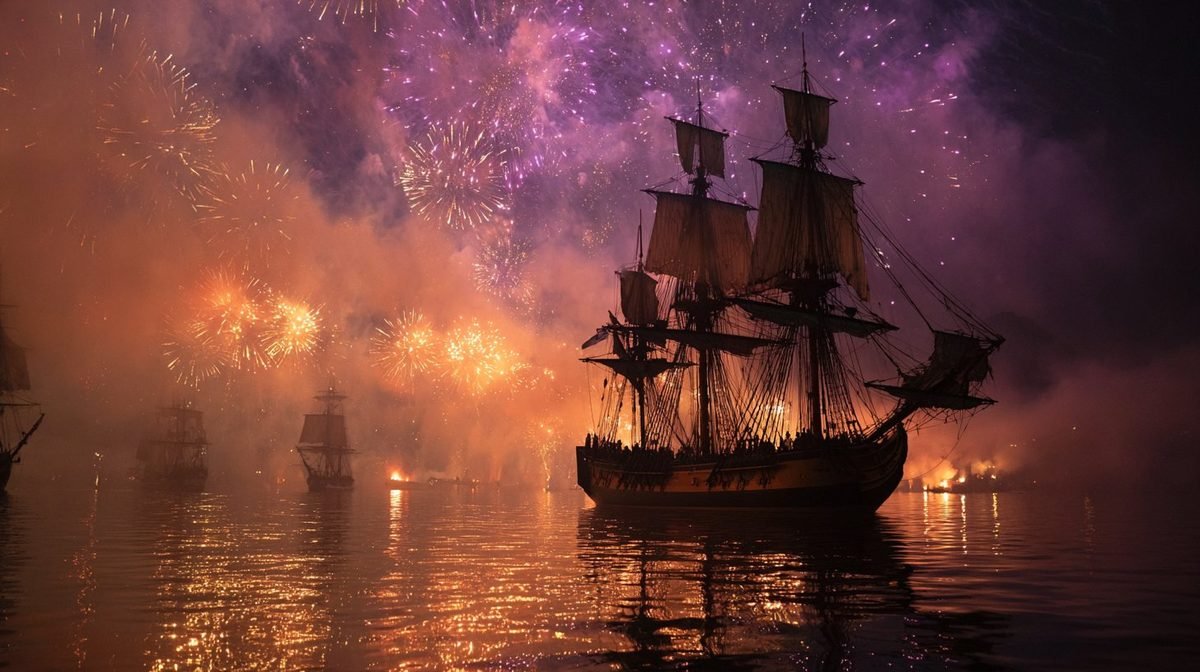 Trafalgar 200 — tall ships and fireworks on the water, the Royal Navy international fleet review